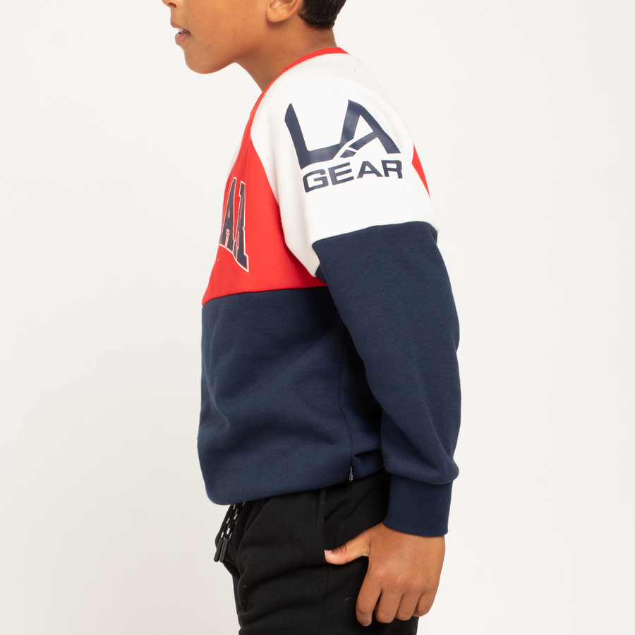 BOYS FASHION PANNELLED CREW FLEECE TOP