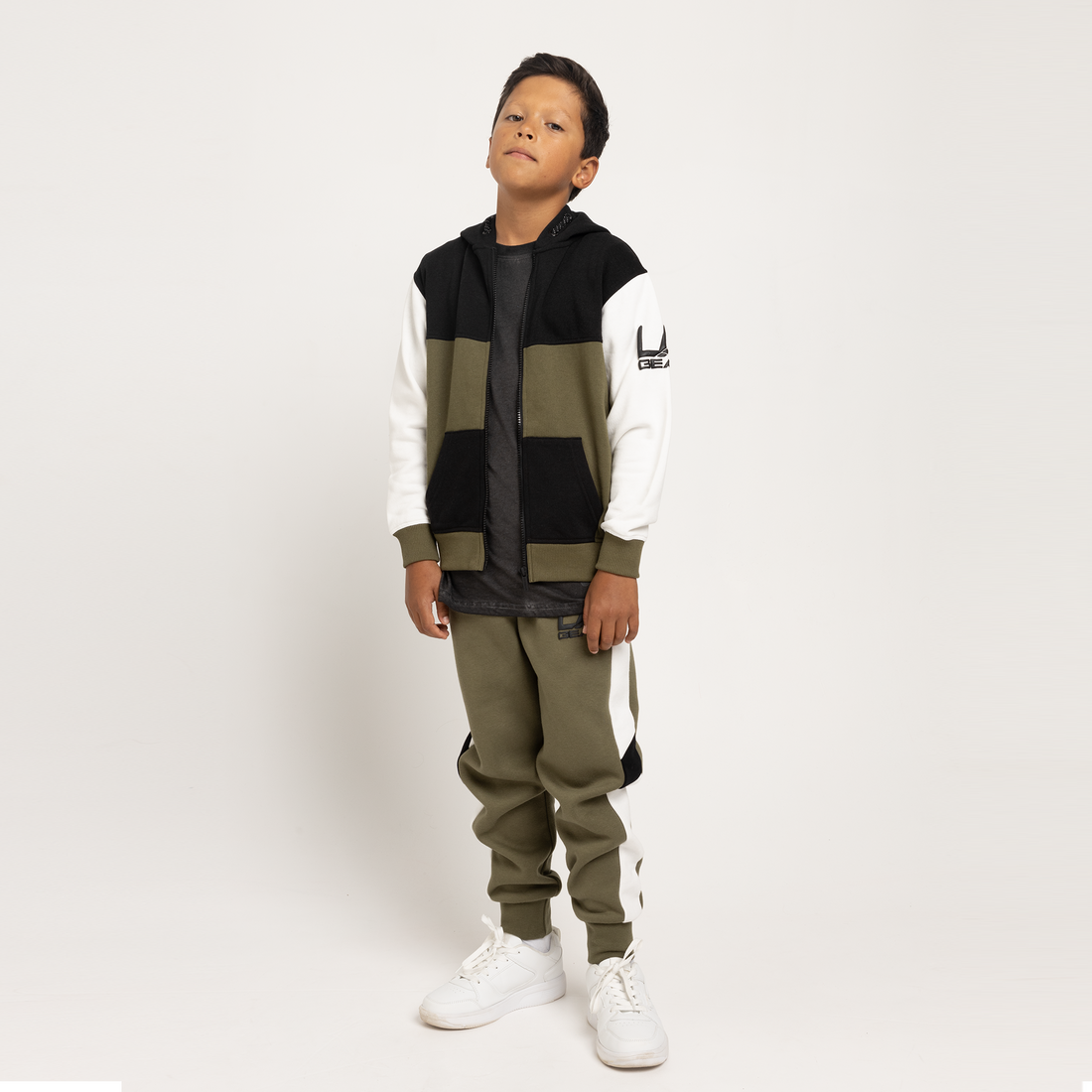 BOYS FASHION PANNELLED ZIP THROUGH HOODIE