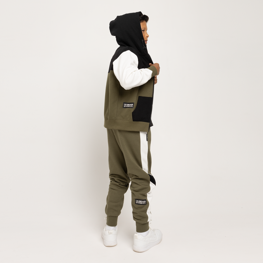 BOYS FASHION PANNELLED ZIP THROUGH HOODIE