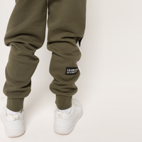 BOYS FASHION PANELLED TRACKPANT KHAKI/BLACK