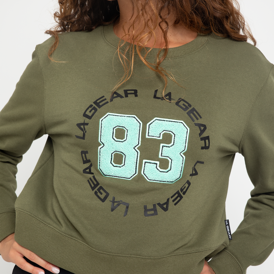 WOMENS CROPPED CREW FLEECE TOP