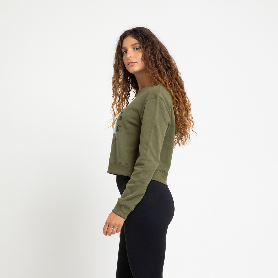 WOMENS CROPPED CREW FLEECE TOP