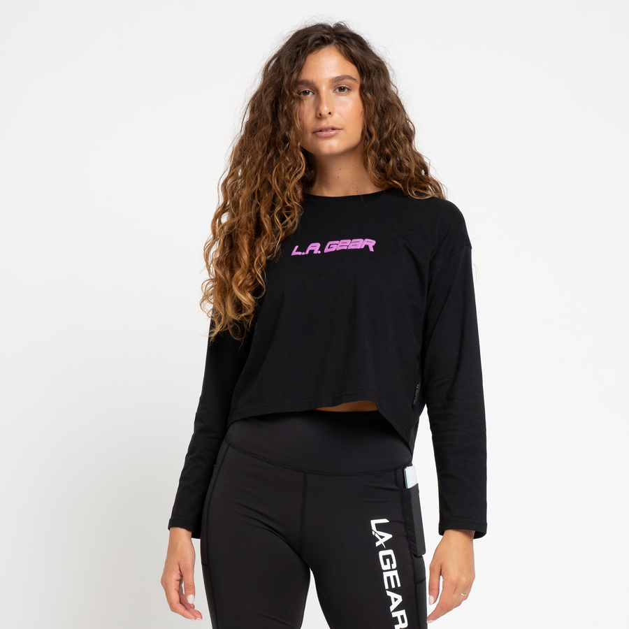 WOMENS RETRO LOGO CROPPED LS TEE