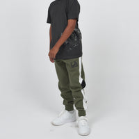 BOYS FASHION PANELLED TRACKPANT KHAKI/BLACK