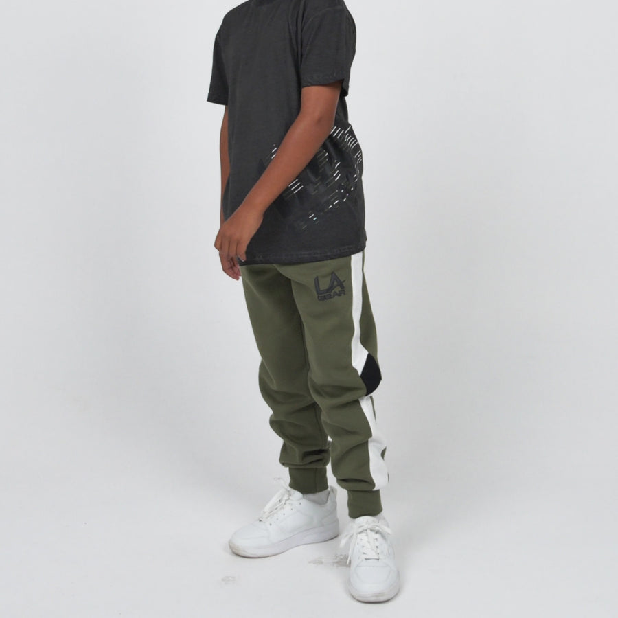 BOYS FASHION PANELLED TRACKPANT KHAKI/BLACK