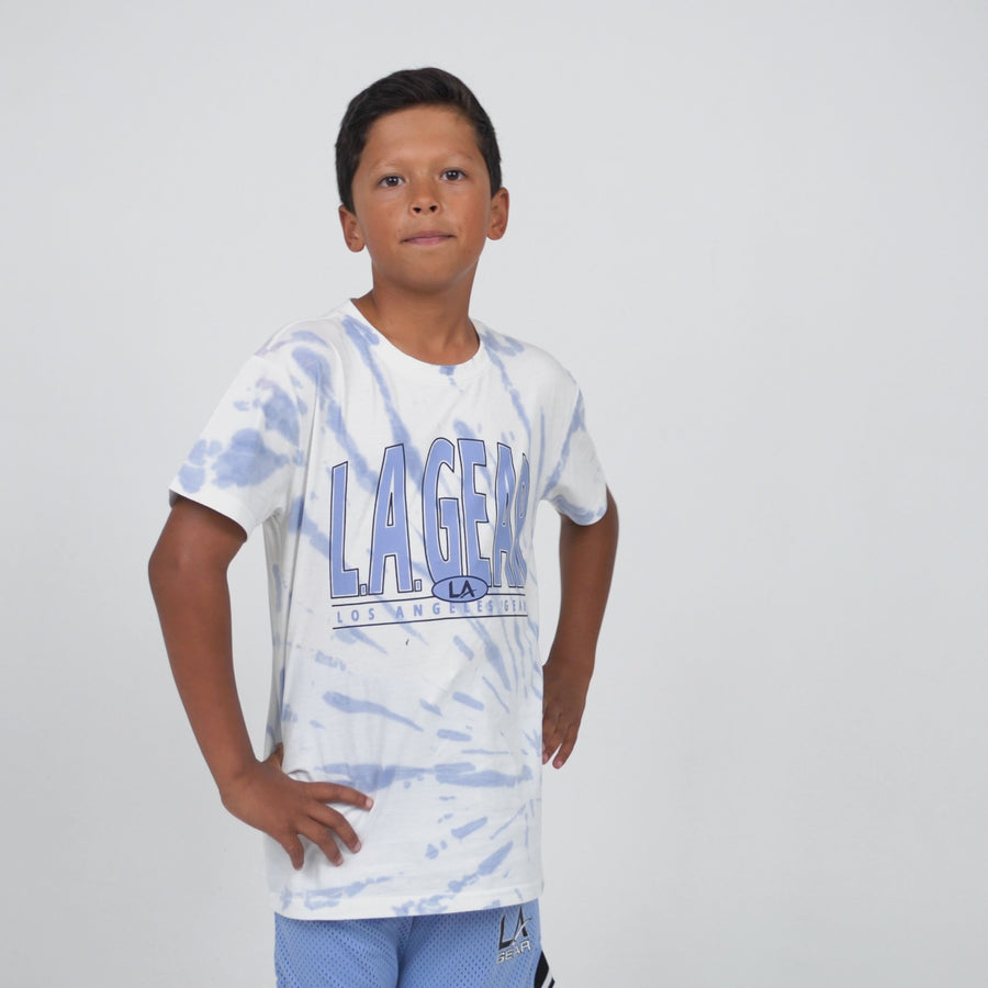 BOYS TIE DYE SS TEE LIGHT BLUE