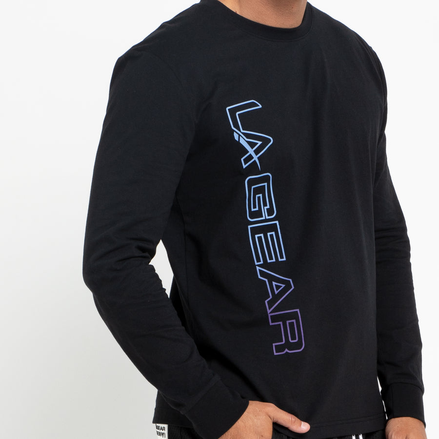 MENS FASHION OMBRE LOGO PRINT LS TEE